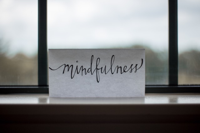 Piece of paper with mindfulness written on it